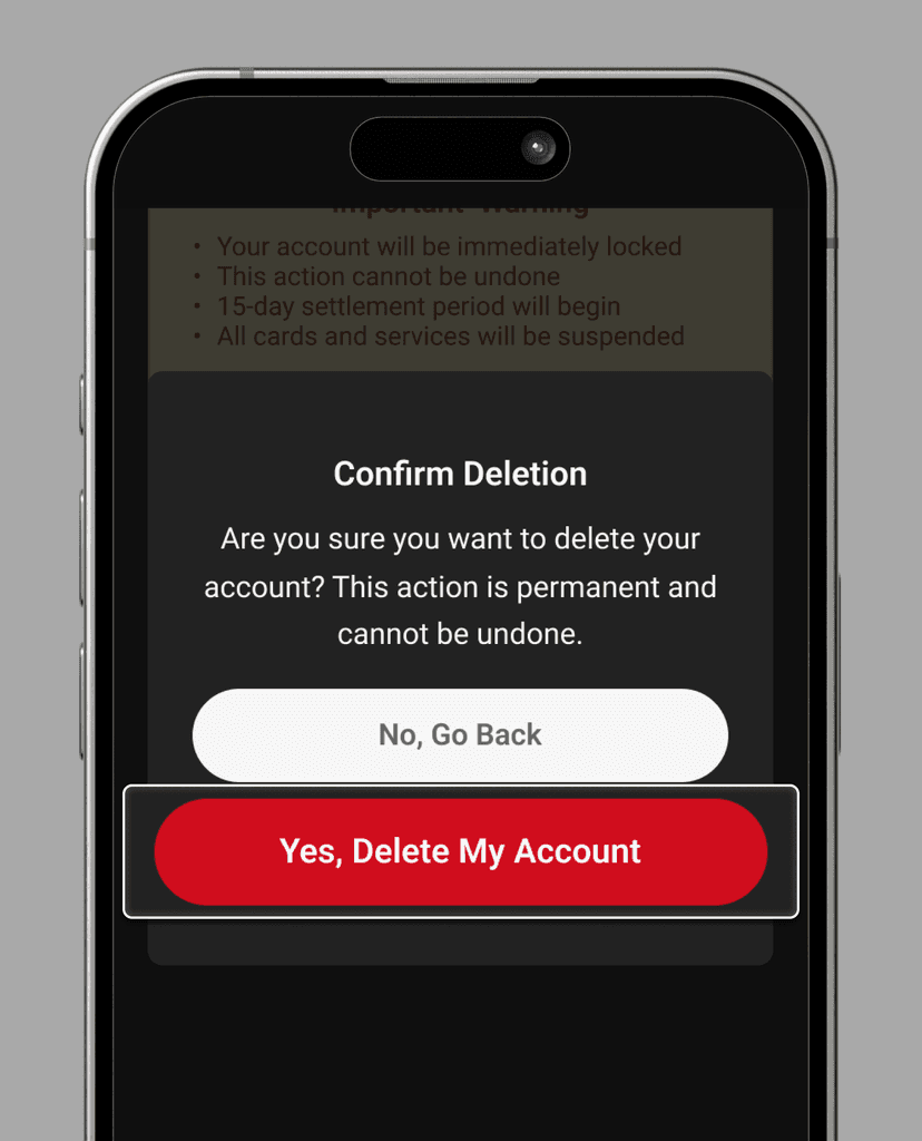 Step 4: Confirm Deletion modal