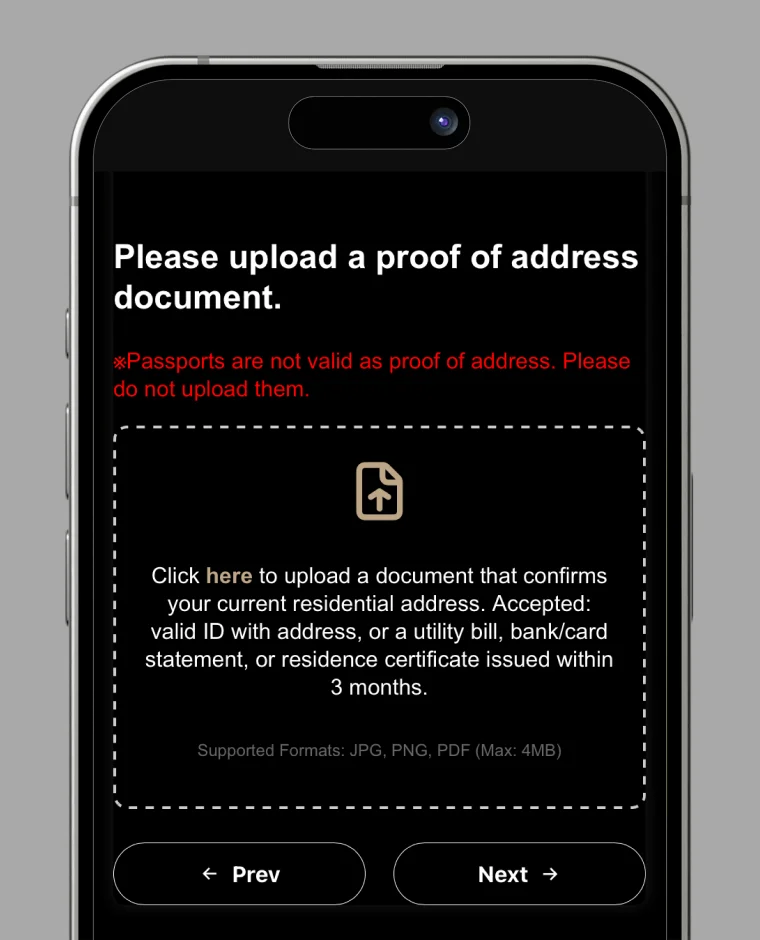 Upload Proof of Address