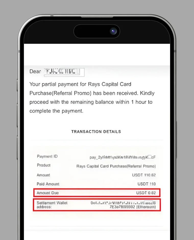 Incomplete Payment Email