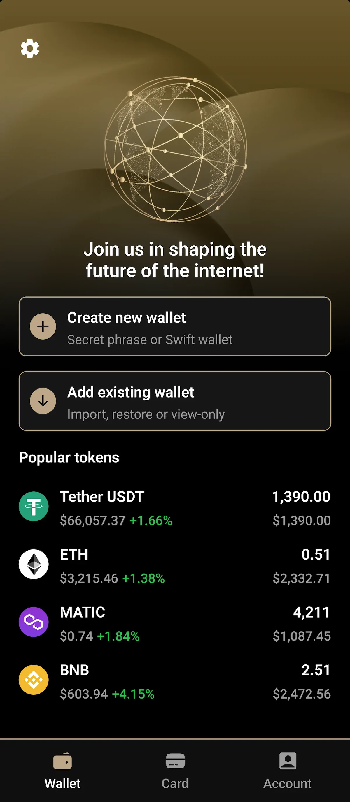 RC Wallet Mobile Interface