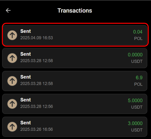 Transaction history 2