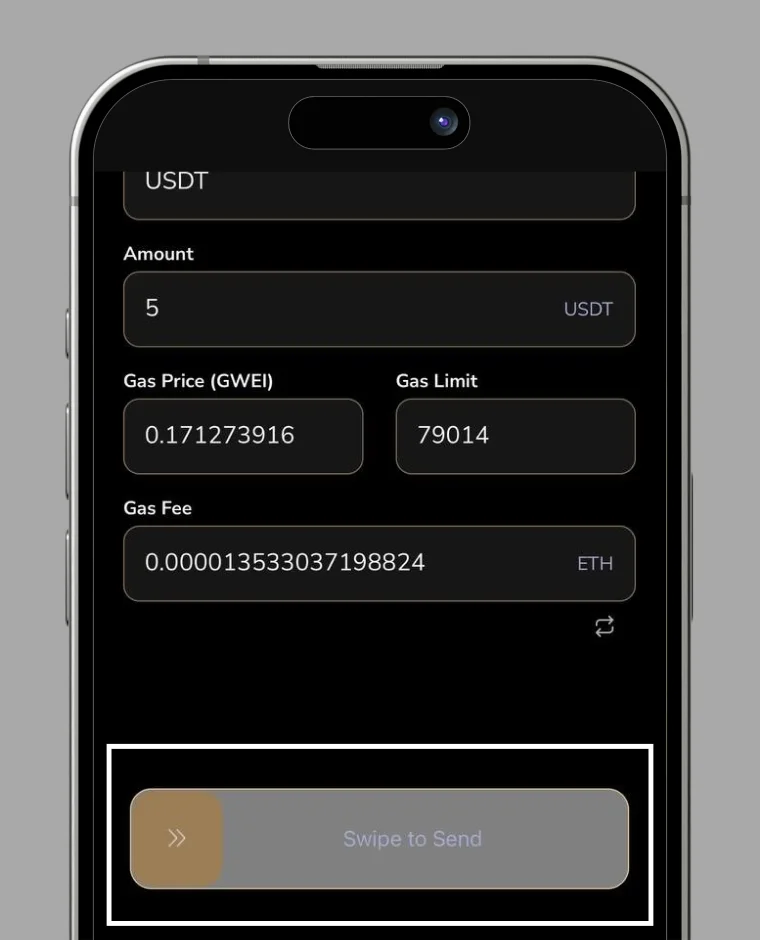 How to send crypto assets step 4