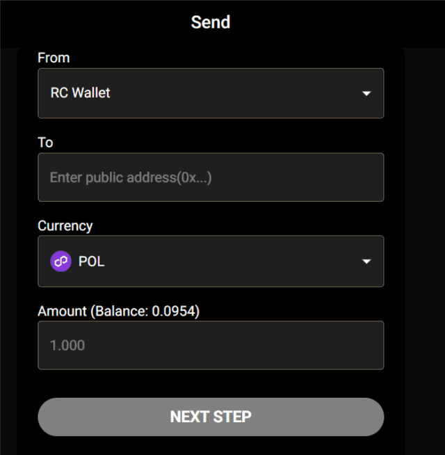 How to send crypto step 2