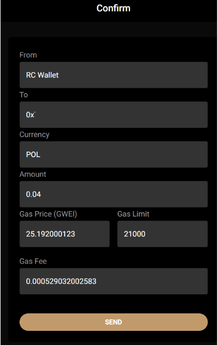How to send crypto step 4