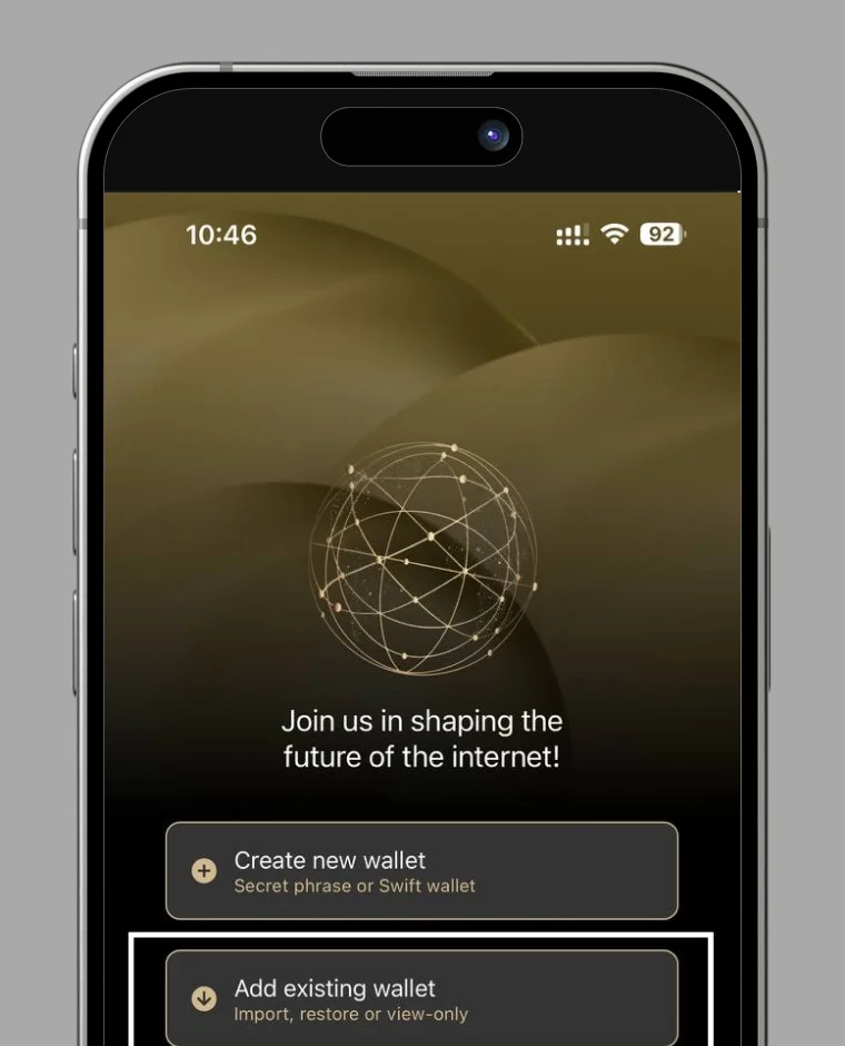 Import wallet step 1
