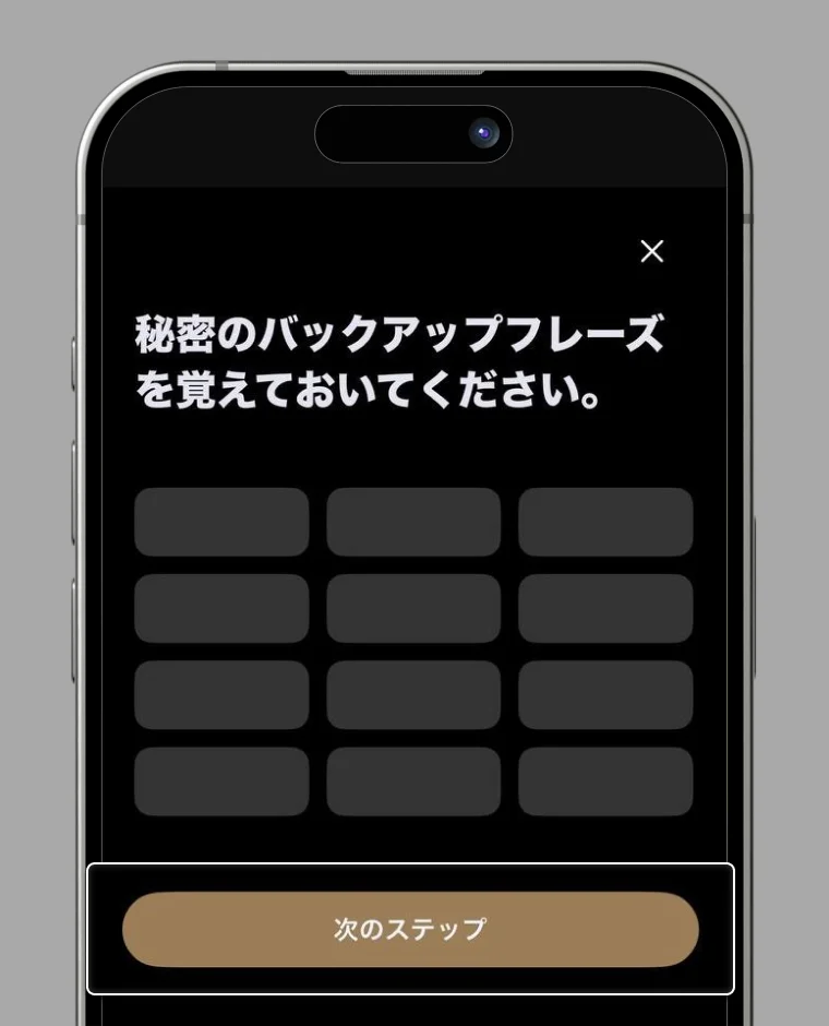 Mnemonic phrase screen